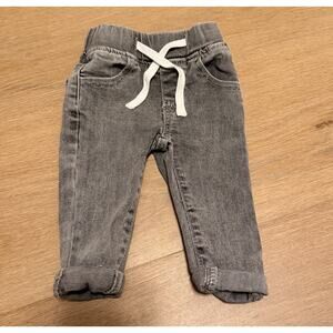 Little Bipsy Gray Wash Denim Jeans Size 6-12 Month Elastic Waist Pockets Grey